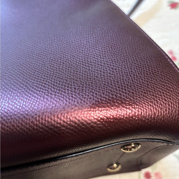 Coach Metallic Oxblood Garnet Margot Leather Satchel - Picture 6 of 16